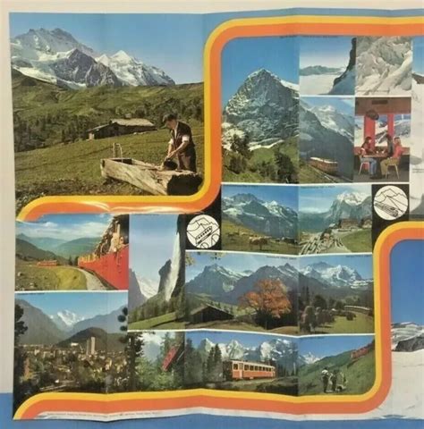 Vintage Jungfrau Switzerland Travel Tourist Brochure Illustrated Map