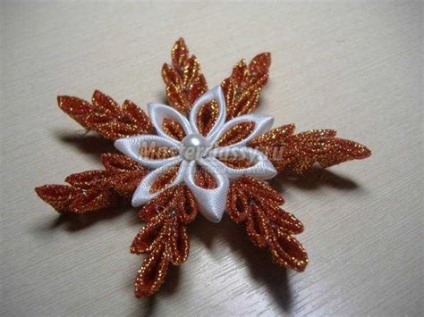 Канзаши. Резинки для волос «Снежинки». Мастер-класс с пошаговыми фото