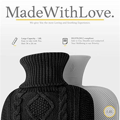 Qomfor Hot Water Bottle With Cover 1 8L Large Premium Hot Water Bag With Knitted Sweater