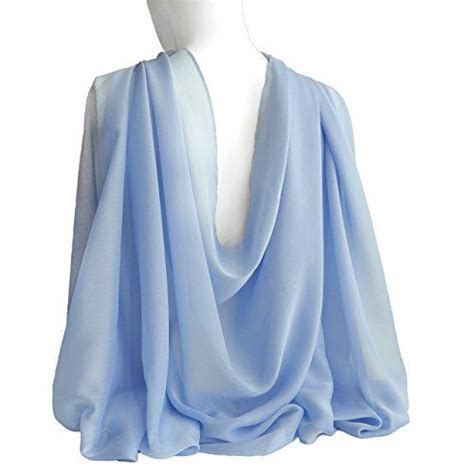 Airy Light Blue Wide Long 77 X 27 Shiny Chiffon Scarf F Dp