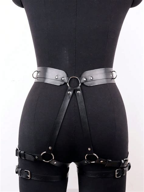 Women Sexy Leg Harness Garter Belt Leather Lingerie Bondage Lingerie Thigh Garter Goth Clothing