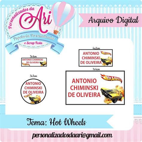 ETIQUETA ESCOLAR HOT WHEELS ARTE DIGITAL Elo