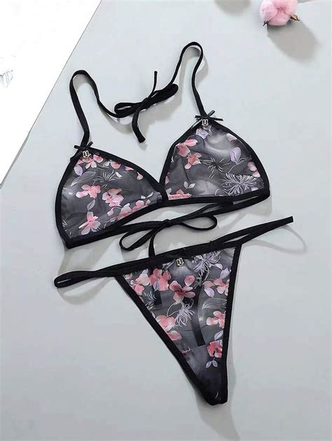 Sheer Mesh Floral Lingerie Set Classic Sexy Sheer Mesh Lingerie Set SHEIN EUR