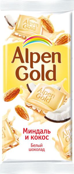 Alpen Gold шоколад белый с миндалем и кокосовой стружкой, 90 г - купить ...