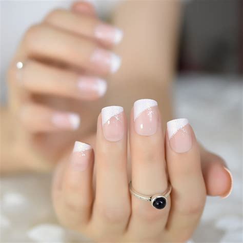 Nude Pink French Nail Round Shape White Tip Gel Fantasy Smaile Line Press On Nails Short Size