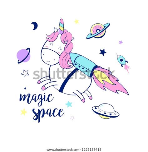 Space Unicorn Print Design Slogan Vector Stock Vector Royalty Free