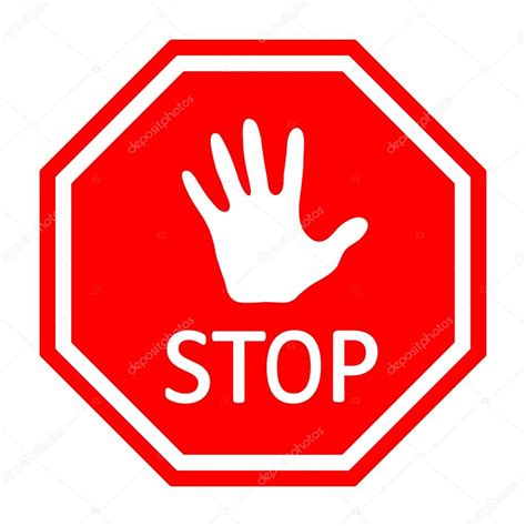 Traffic Stop Sign With A Hand Vector EPS10 Stock Vector Image By