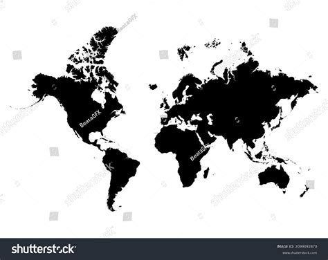 Detailed Standard World Map Black Silhouette Stock Vector (Royalty Free ...