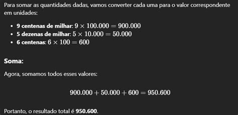 1 Milhão 8 Milhares E 9 Centenas - 9 centenas de milhar +5 dezenas de milhar +6 centenas - brainly.com.br