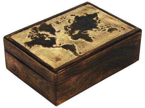Vintage World Map Wooden Trinket Box