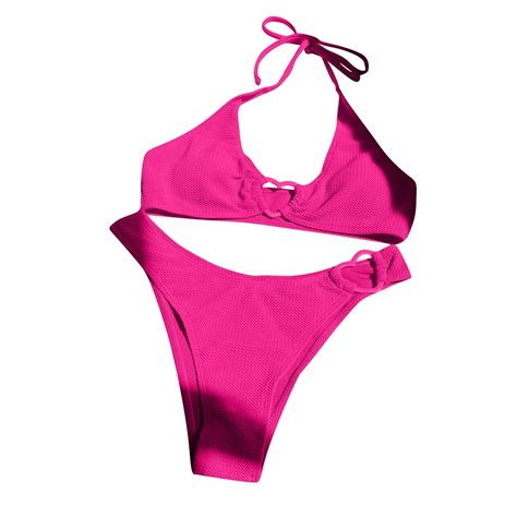 ZQGJB Two Piece Women S Heart Ring Linked Halter Push Up Bikini