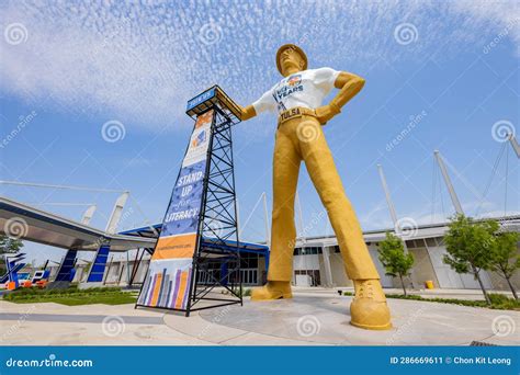 Sunny View Of The Golden Driller Statue Editorial Photo Image Of