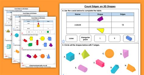 Year 2 Count Edges On 3d Shapes Homework Extension Properties Of Shape Classroom Secrets