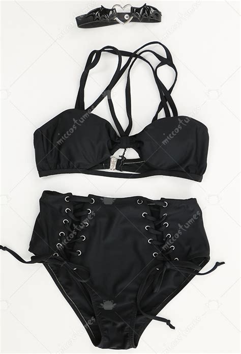 Gothic Women Swimsuits Pentagram Criss Cross Swimwear Sexy Bathing Suit Top Quality Bikini