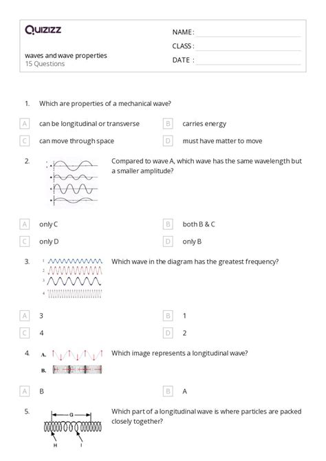 Oscillations And Mechanical Waves Worksheets For Th Grade On