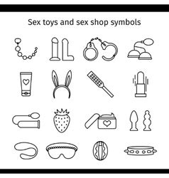 Sex Shop Icons Cartoon Style Royalty Free Vector Image