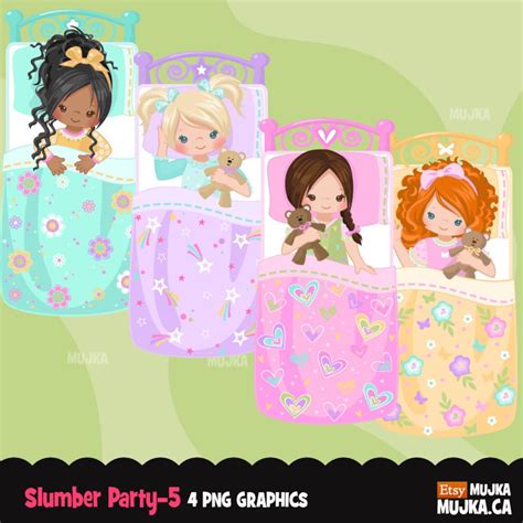 Slumber Party Clipart Movie Night Girls Pajama Party Etsy