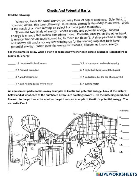 Kinetic And Potential Energy Basics Worksheet Artofit