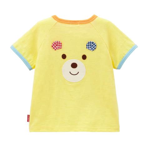 HOT BISCUITS ミキハウス バック顔ドン 異番手 半袖Tシャツ アウトレット 黄 ピンク 80cm 90cm 100cm 110cm 120cm ホットビスケッツ ミキハウス