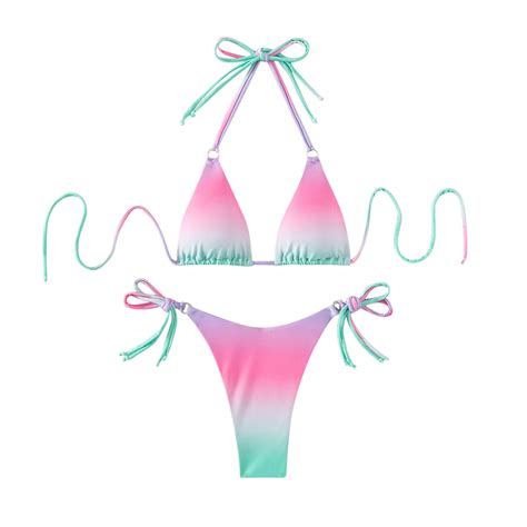 Aayomet Bikinis For Women Push Up Women High Waisted Bikini Set Sports Color Block Swimsuit