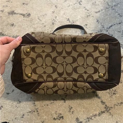 Coach Tanbrown Nubuck Signature Fabric Tote Gem