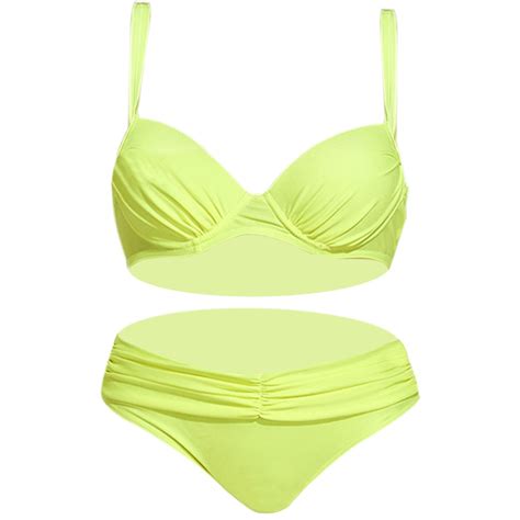 Kamemi Bikini Set Womens High Cut High Waisted Bikini Bottom Yellow S