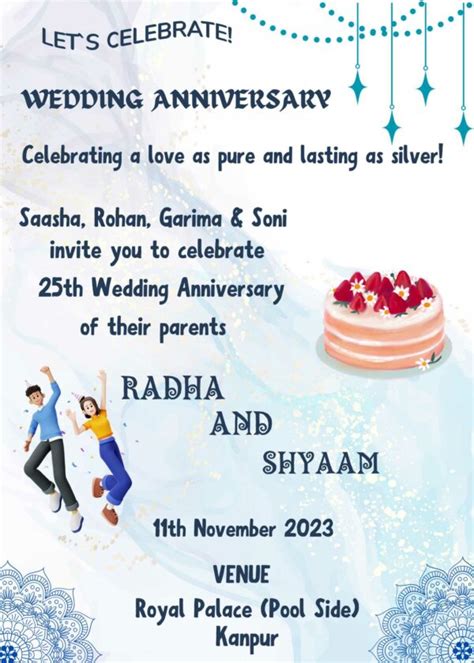 Anniversary Invitation Card 2024 Updated Designs 25th 50th 1st Marriage Anniversary