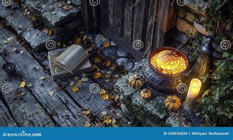 Witches Cauldron With Potion On White Background Vector Illustration
