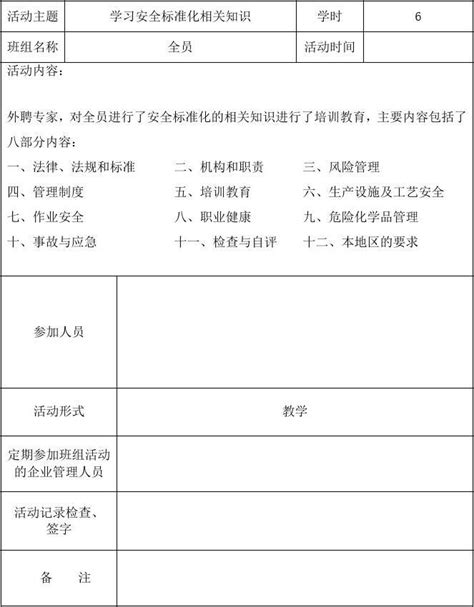 班组活动记录表word文档在线阅读与下载无忧文档