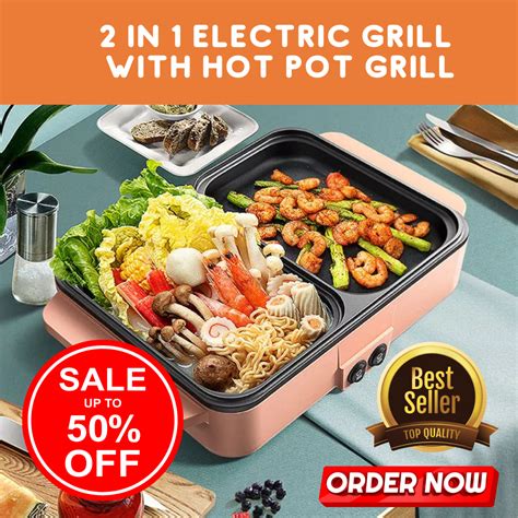 In Electric Grill With Hot Pot Grill Multifunctional Mini Hotpot