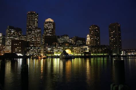 Boston SKyline at night stock photo. Image of sunset, boston - 8163082