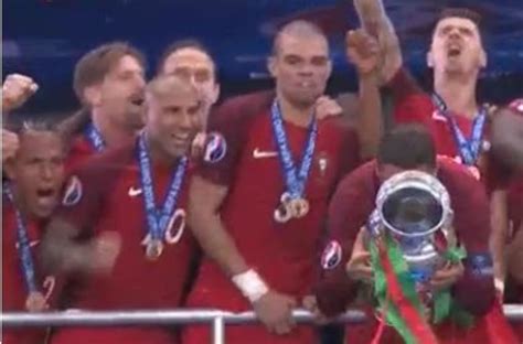 Cristiano Ronaldo Kisses The Uefa Euro Trophy Video