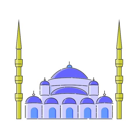 Premium Vector Blue Mosque And Minaret Vector Illustration Simple And