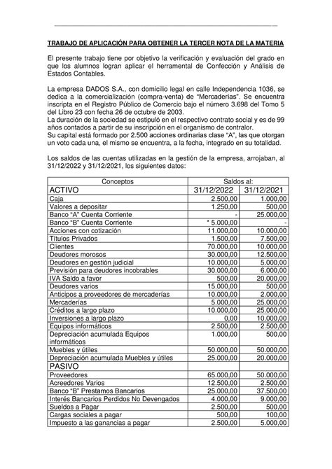 Tp Integrador Cont Basica Contabilidad B Sica Y De Gesti N Siglo