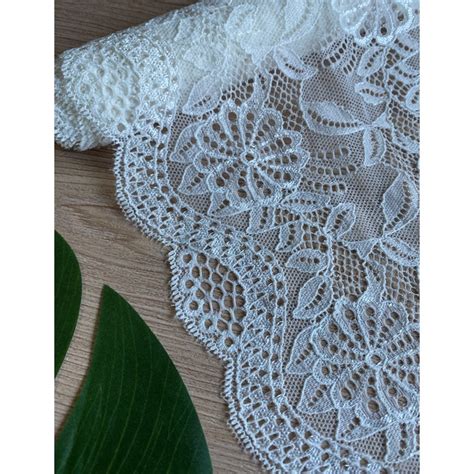 Renda Elastano Para Lingerie Branca Metros Cm Largura Shopee Brasil