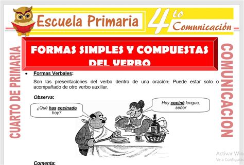 Formas Simples Y Compuestas Del Verbo Para Cuarto De Primaria Escuela