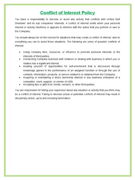 Conflict Of Interest Policy 1