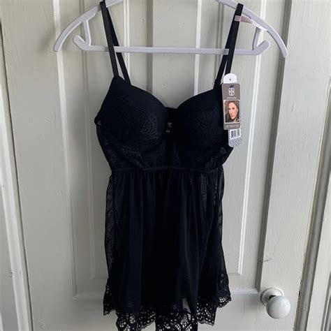 Daisy Fuentes Intimates Sleepwear Daisy Fuentes Crochet Long Line Babydoll Lingerie Set