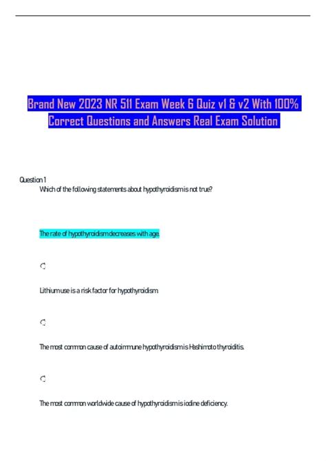 Brand New 2023 NR 511 Exam Week 6 Quiz v1 & v2 With 100% Correct