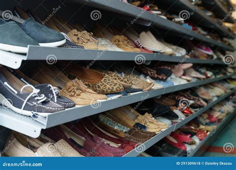 Women S Shoes On The Store Counter A Store Selling Shoes With