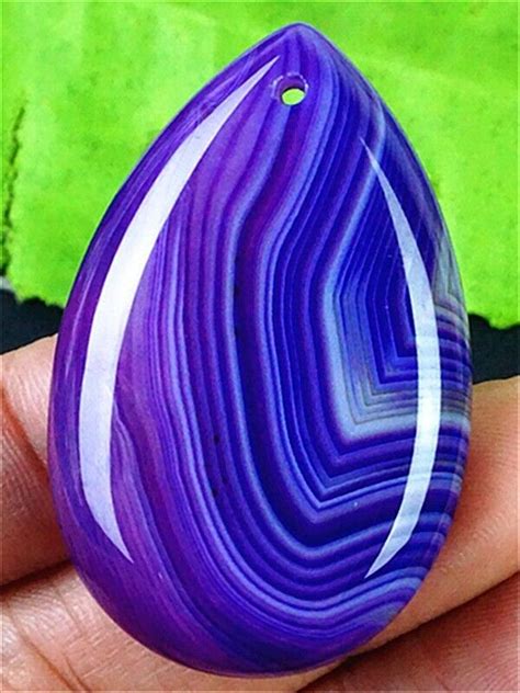 GV48744 47x30x7mm Purple White Stripes Agate Teardrop Pendant Bead EBay