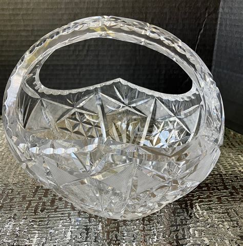 Crystal Glass Basket With Handle Etsy