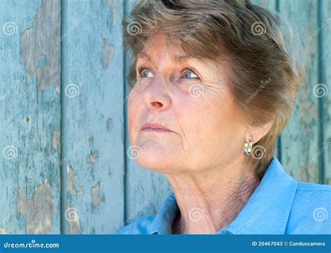 Lovely Year Old Woman Looking Up In Thought Stock Image Image Of Face Mature