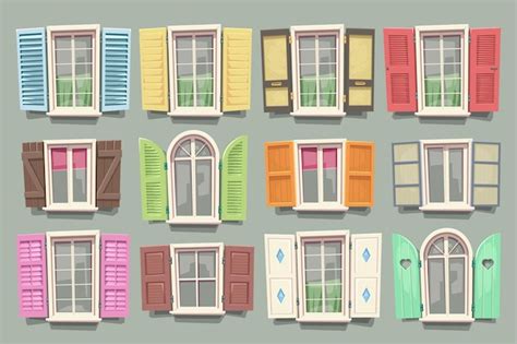 Premium Vector Window Shutters In Various Style In Set
