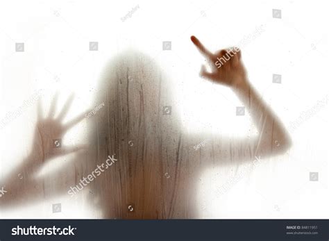 Figure Naked Woman Behind Transparent Curtain Stock Photo Shutterstock