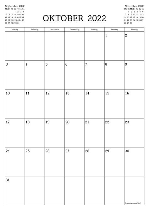 Druckbare Kalender Und Planer F R Oktober A A Zu Pdf Und Png