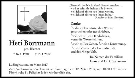 Traueranzeigen Von Heti Borrmann Trauer Ms