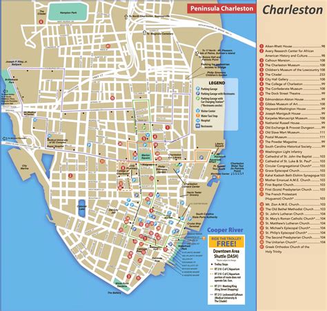 Charleston Tourist Attractions Map - Ontheworldmap.com