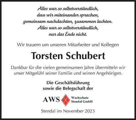 Traueranzeigen Von Torsten Schubert Abschied Nehmen De