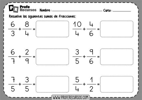 Sumas De Fracciones Con Distinto Denominador